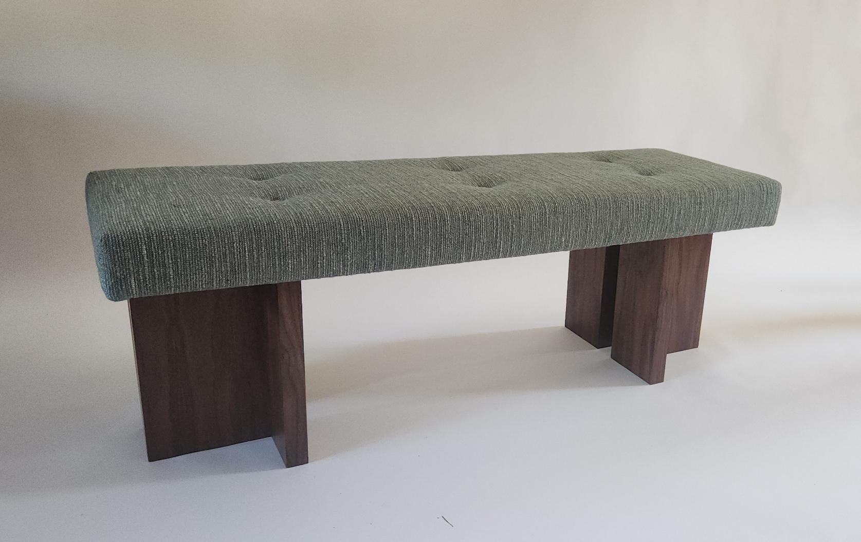 Modern Custom made Gueridon Bench, COM Upholstery, Wood Finish For Sale