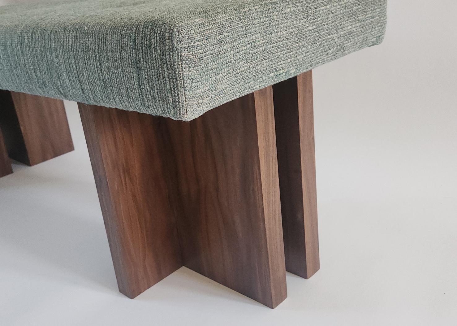 Contemporary Custom made Gueridon Bench, COM Upholstery, Wood Finish For Sale