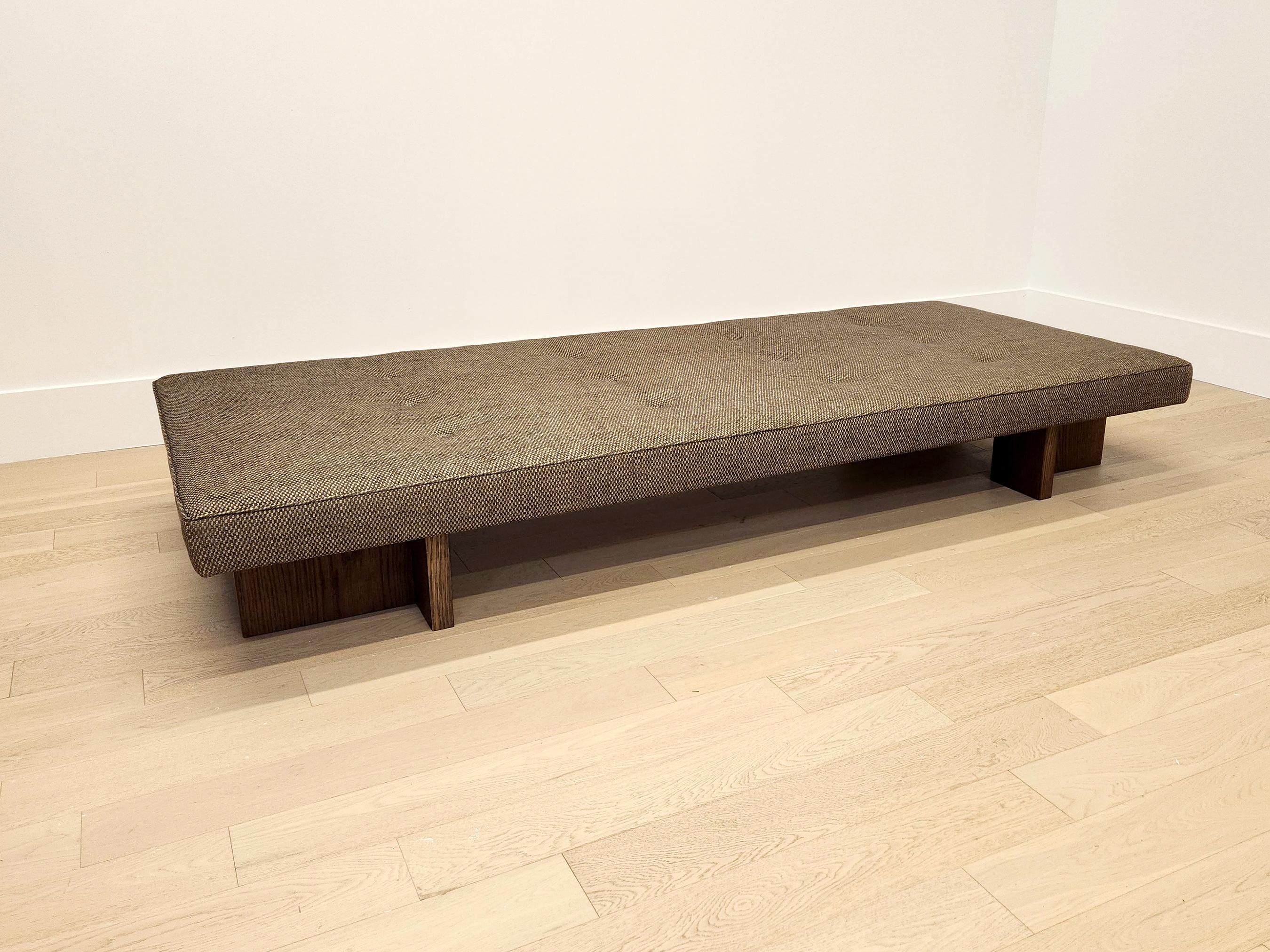 American Custom Made Gueridon Day Bed with Client's Own Fabric COM, Choice of Wood Stain For Sale