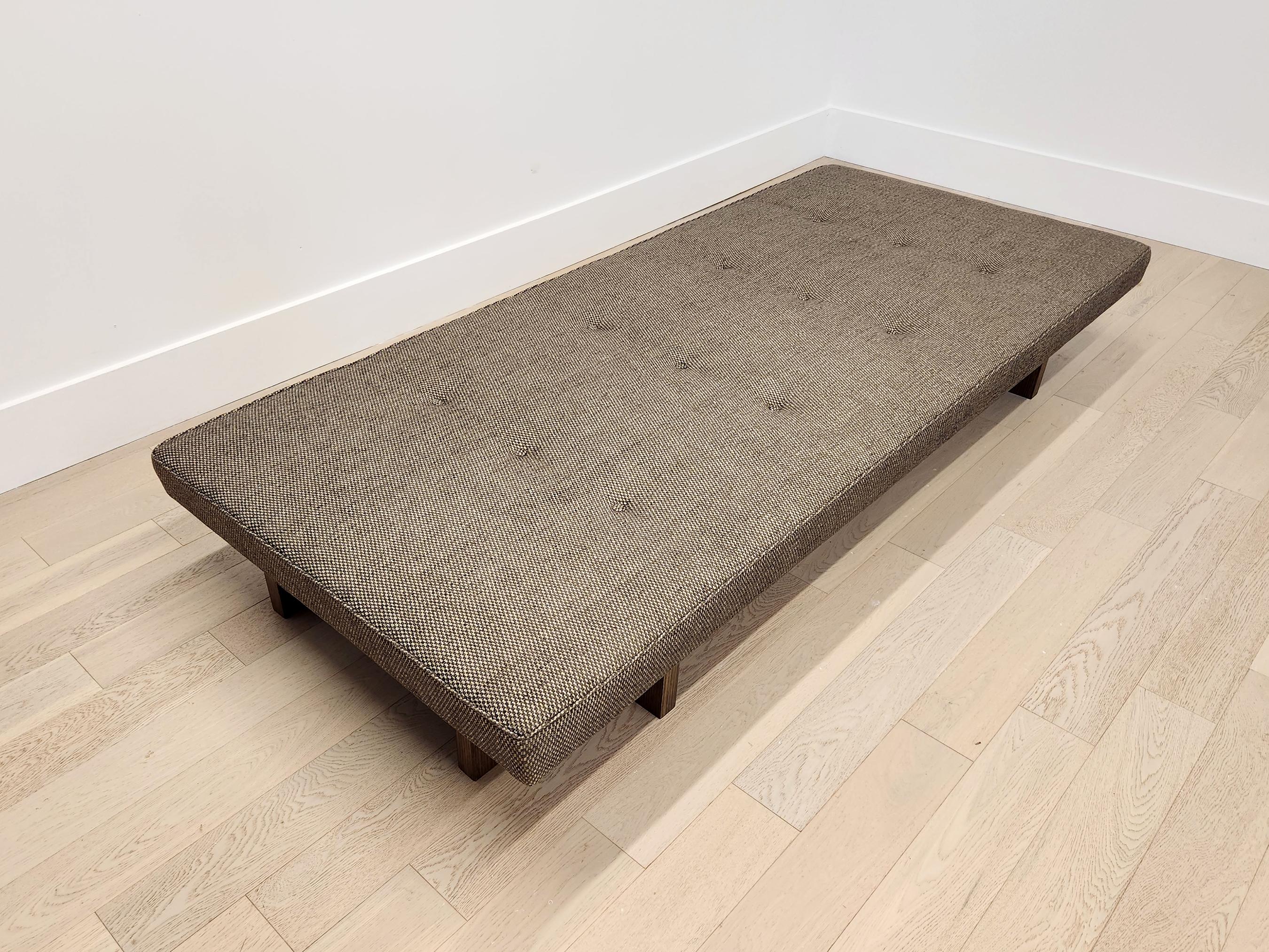 Contemporary Custom Made Gueridon Day Bed with Client's Own Fabric COM, Choice of Wood Stain For Sale