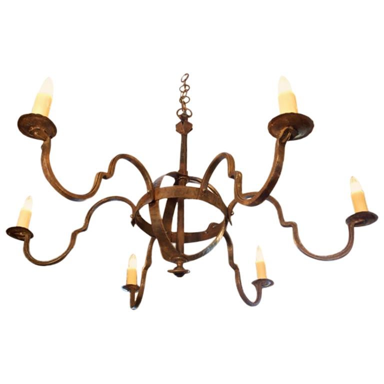 Custom-Made, Hand Forged Iron "Putnam" Chandelier For Sale