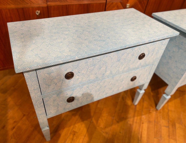 Hand Painted Bedside Chests by Fabulous Things in swirl pattern For Sale  at 1stDibs | custom chest of drawers, amira carved wood nightstand