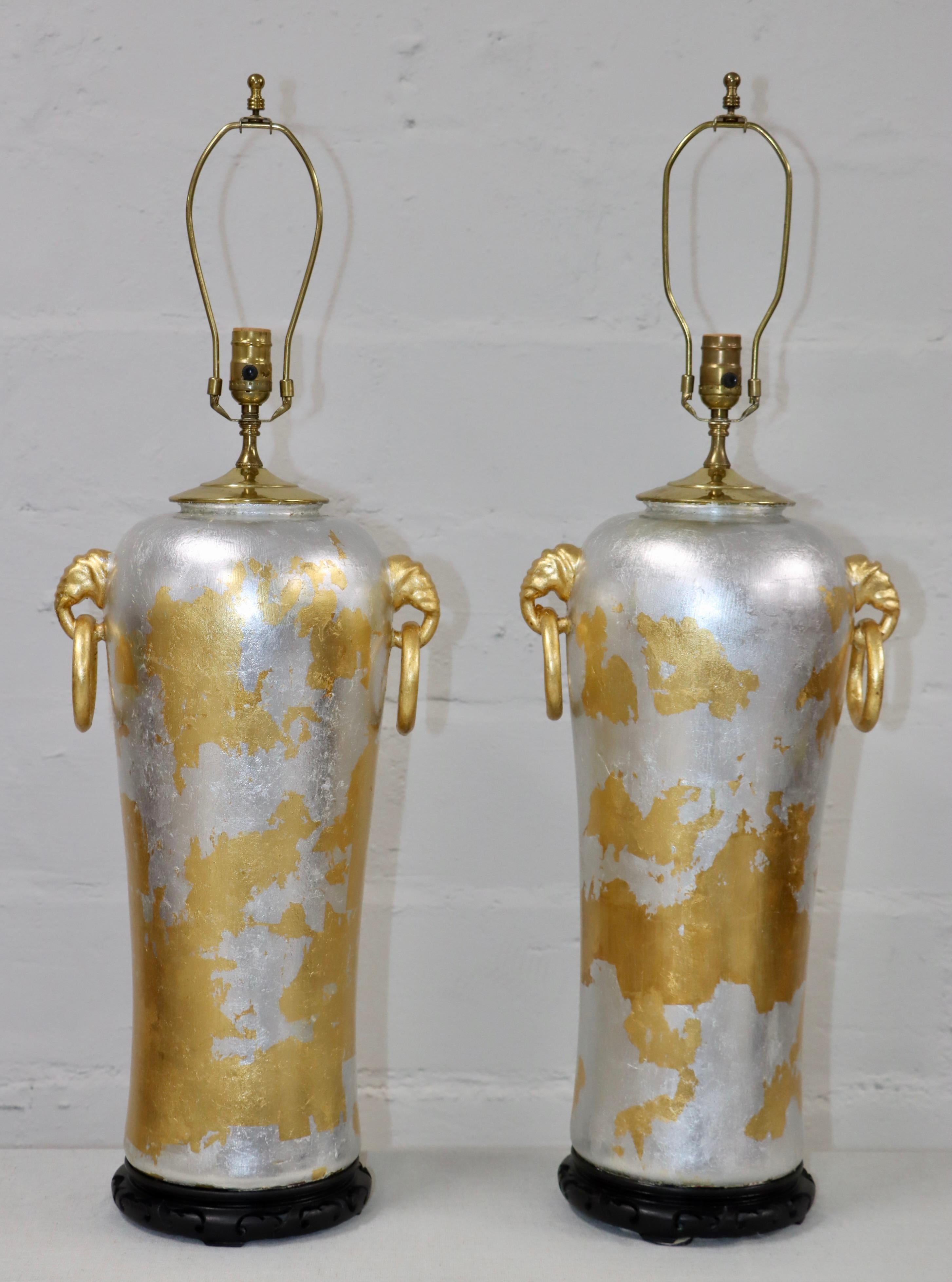 Contemporary Custom Made Hand Painted Signed Large Table Lamps For Sale