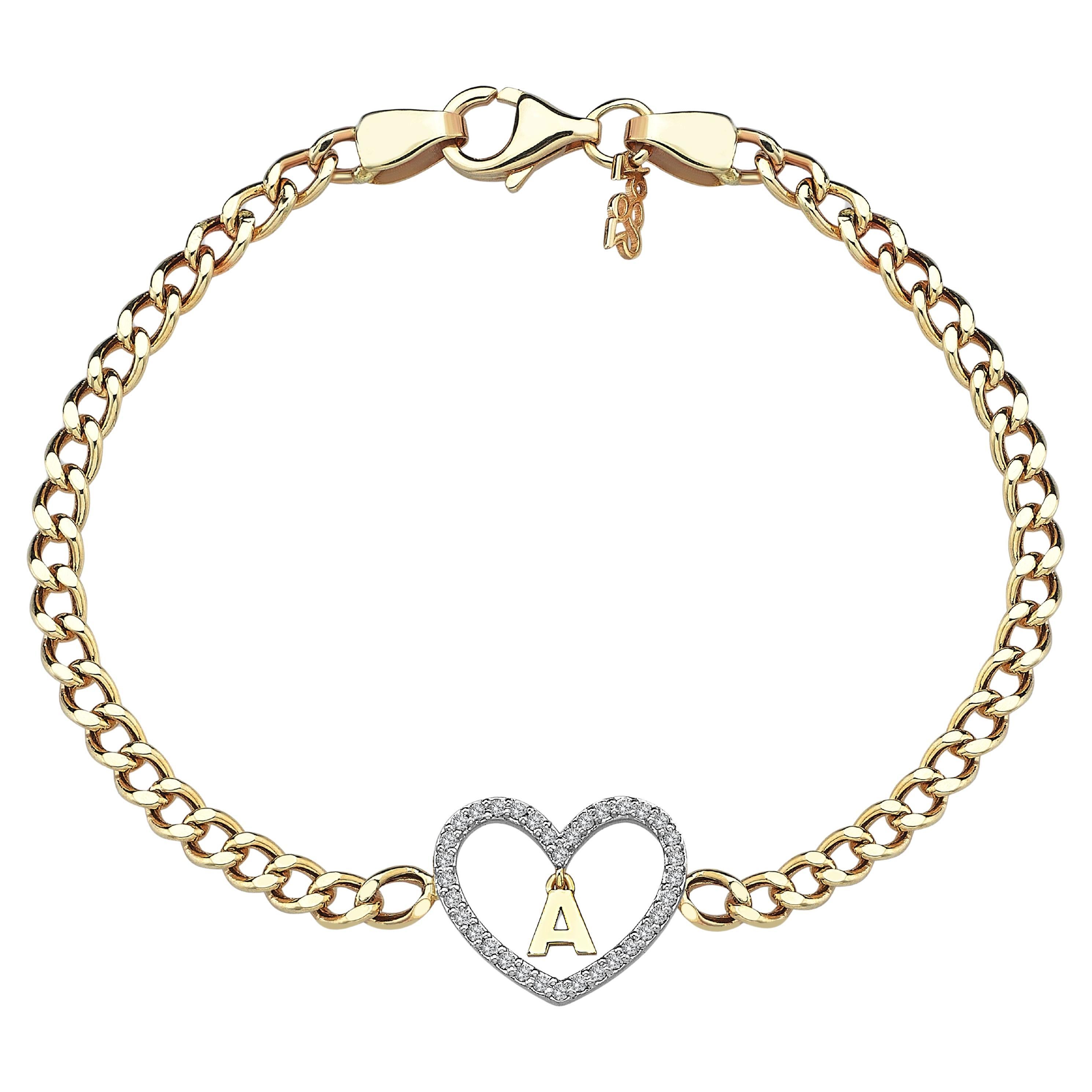 CUSTOM MADE Bracelet avec lettre en forme de coeur