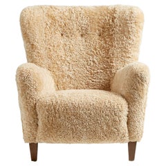 Custom Made Honey Sheepskin Lounge Chair