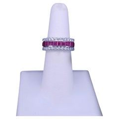 Custom Made Imperial Ruby & Diamond Eternity Band 14K White G Any Size Available