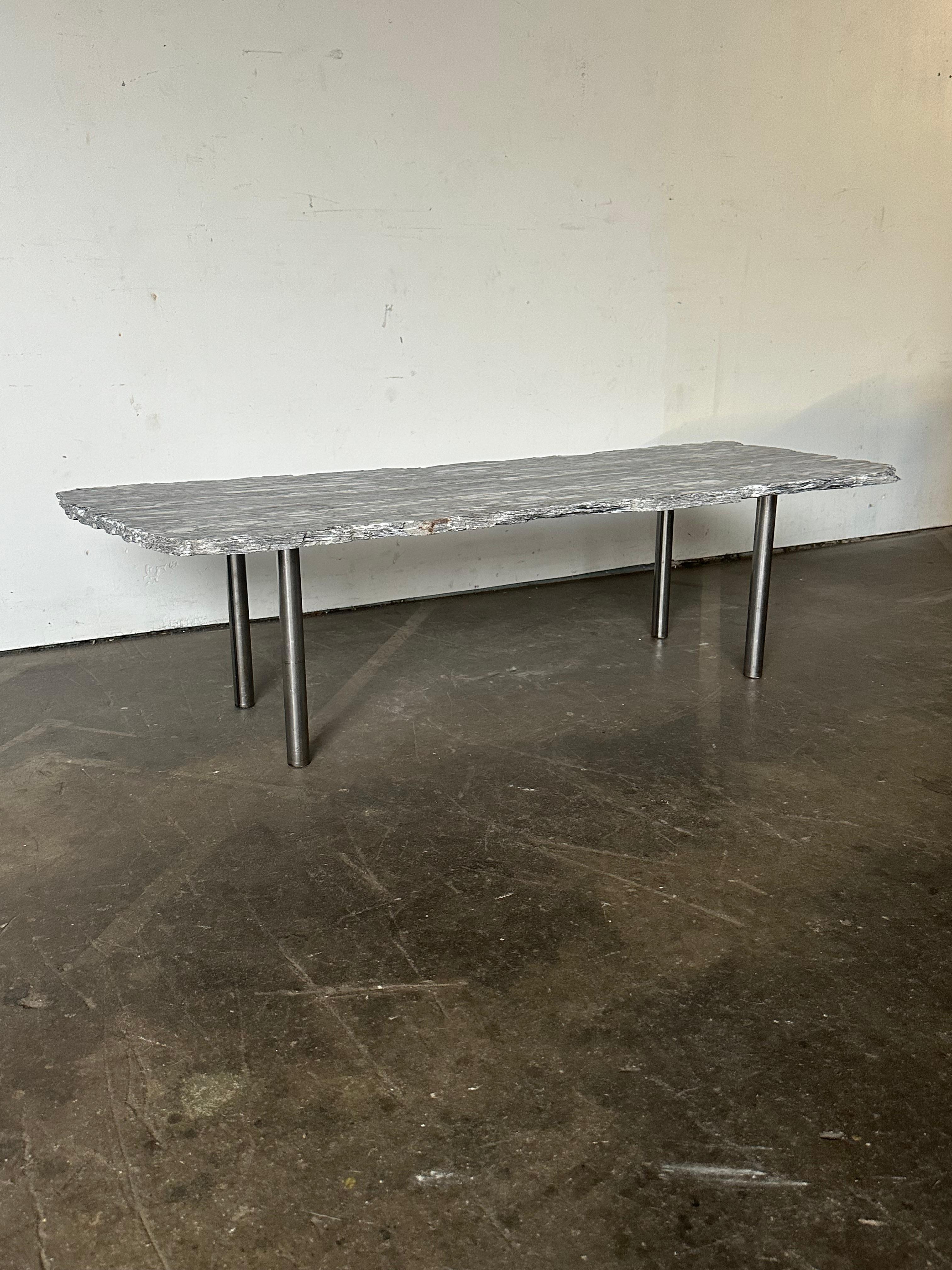 Custom Made Live Edge Marble Coffee Table en vente 7