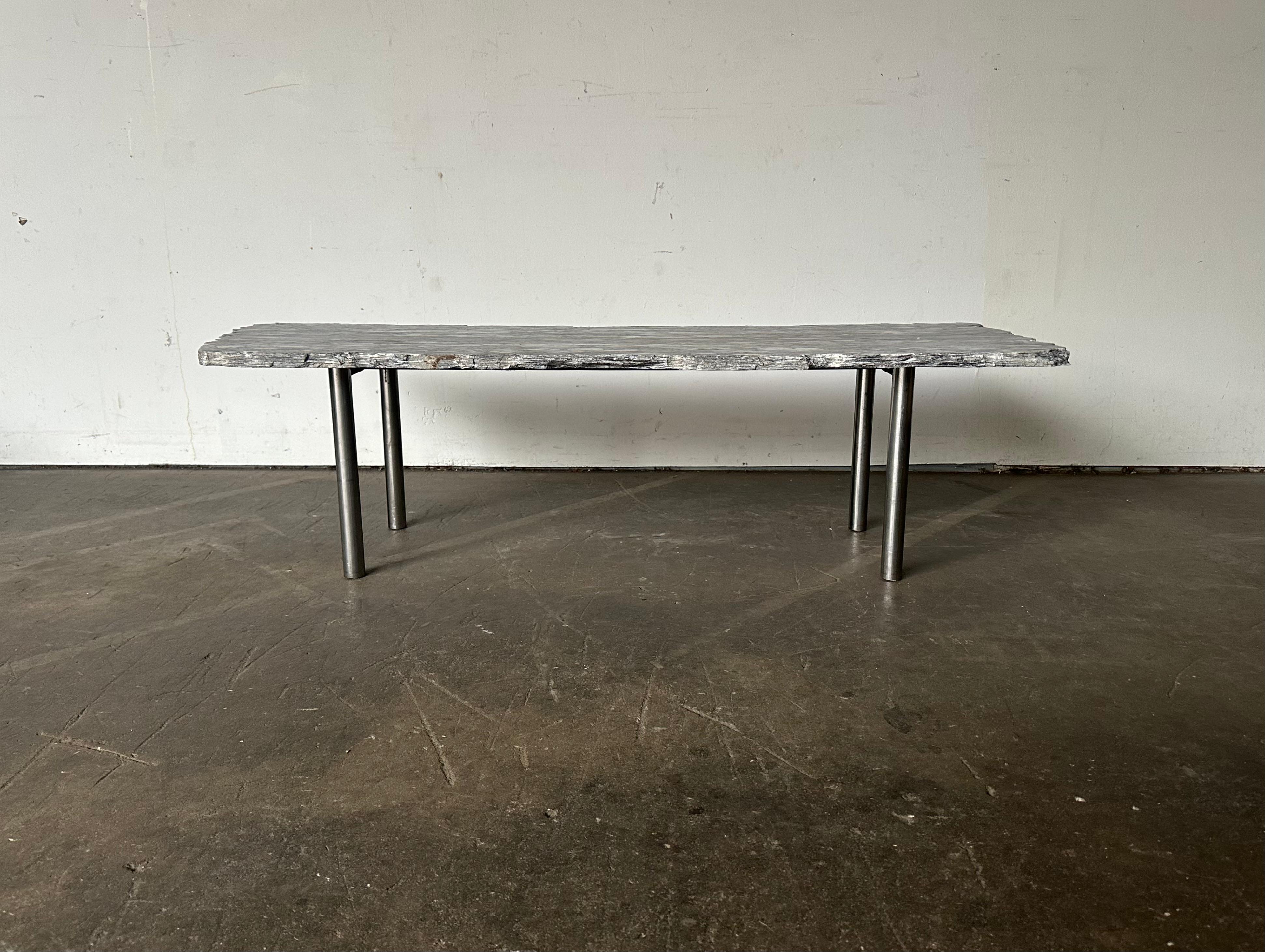 XXIe siècle et contemporain Custom Made Live Edge Marble Coffee Table en vente