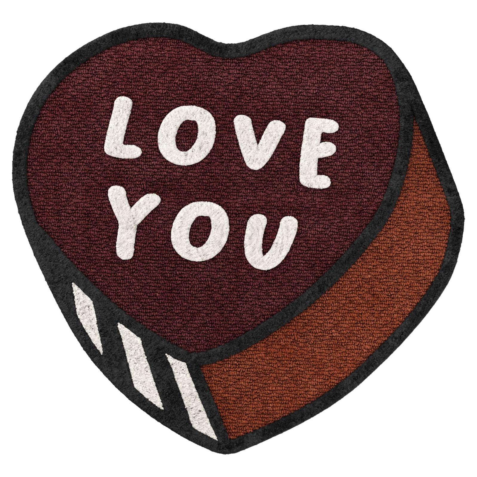 Maßgefertigter Love You-Teppich in Form eines Love You-Designs für Pets im Angebot