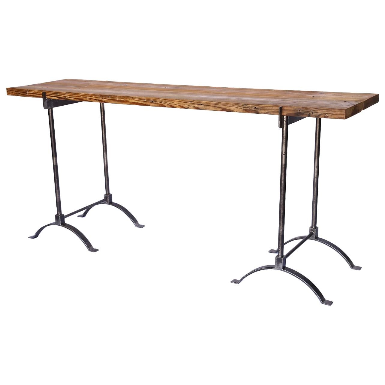 Custom Made Iron and Reclaimed Wood Console Table at 1stdibs