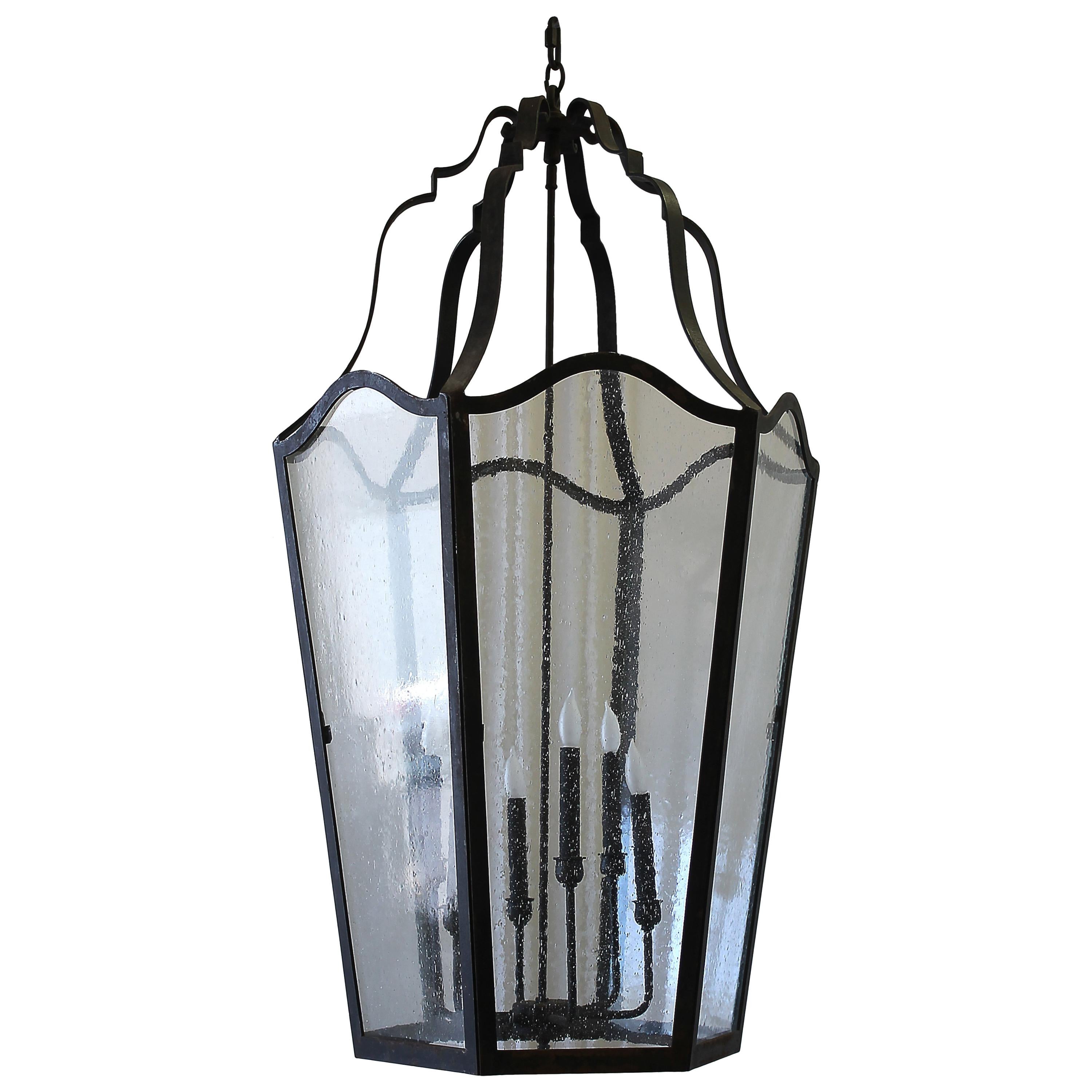 Custom-Made Iron Lantern Chandelier