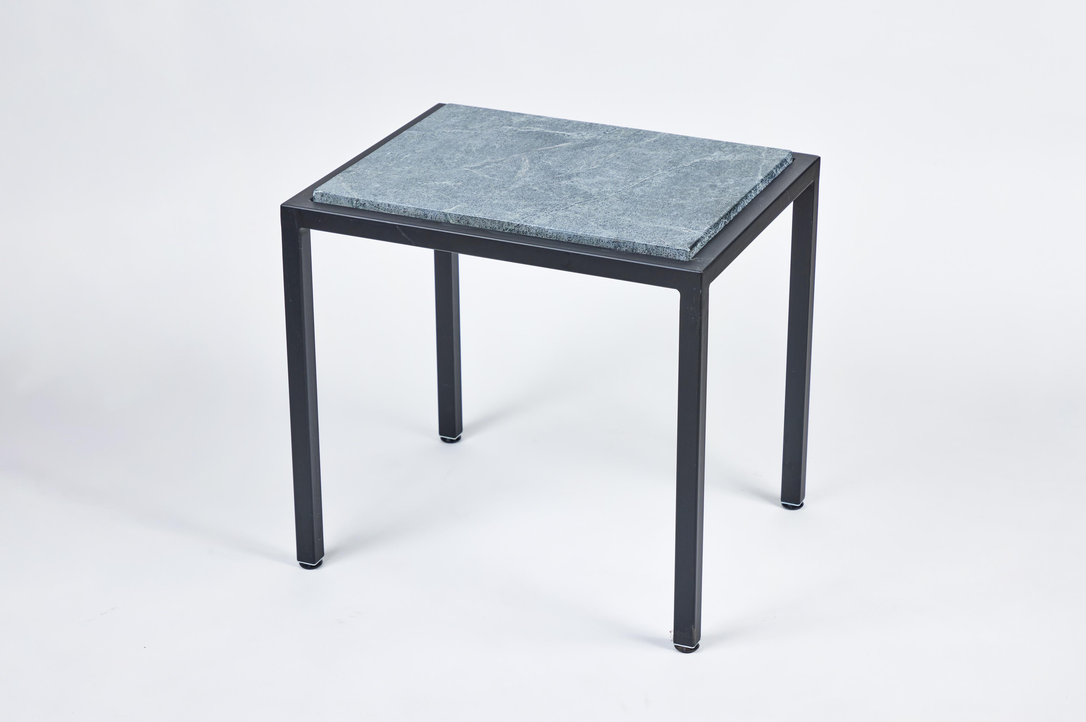 Custom Made Iron Side Table with New Soapstone Top A In New Condition In Pasadena, CA