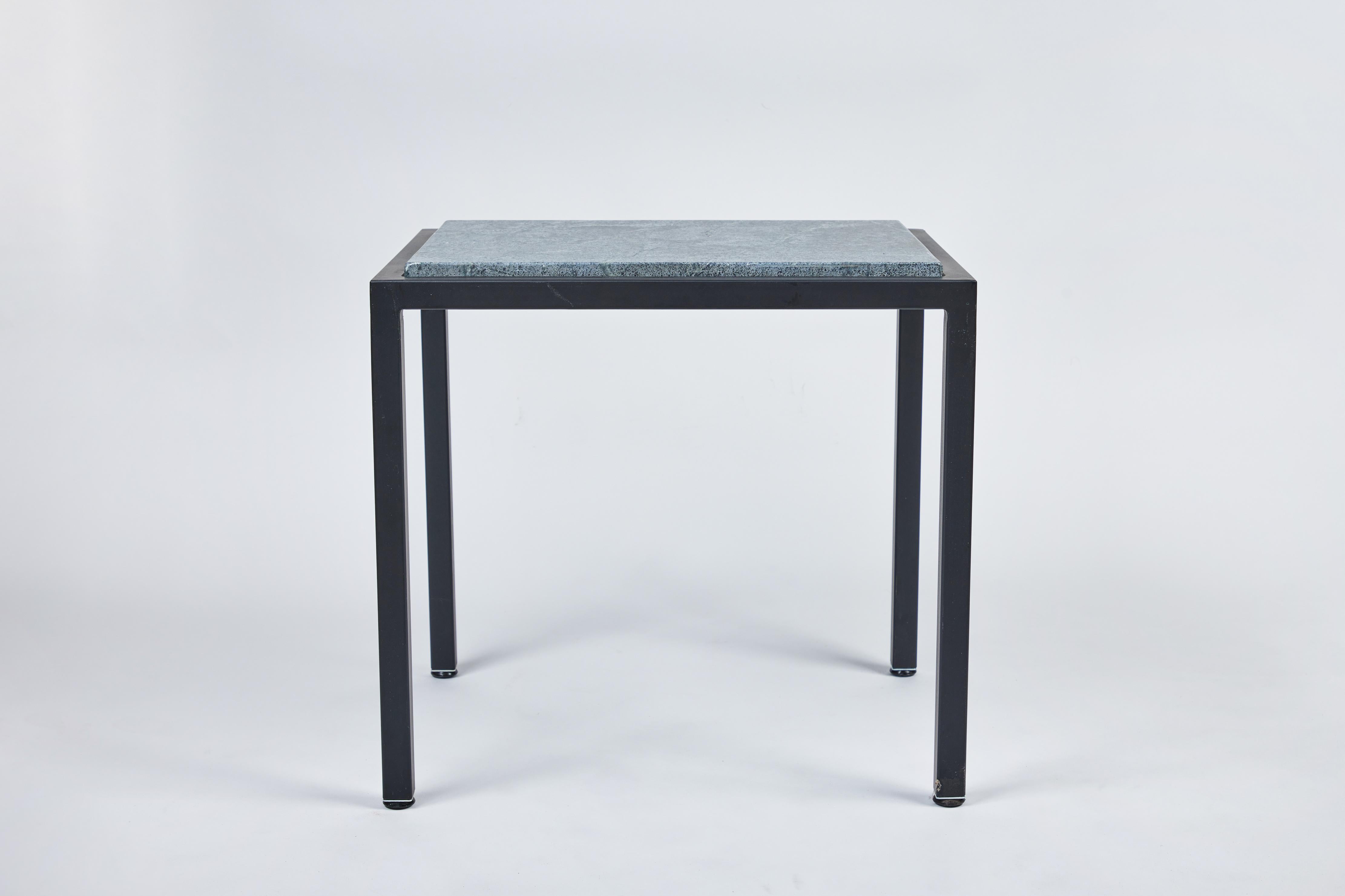Contemporary Custom Made Iron Side Table with New Soapstone Top A
