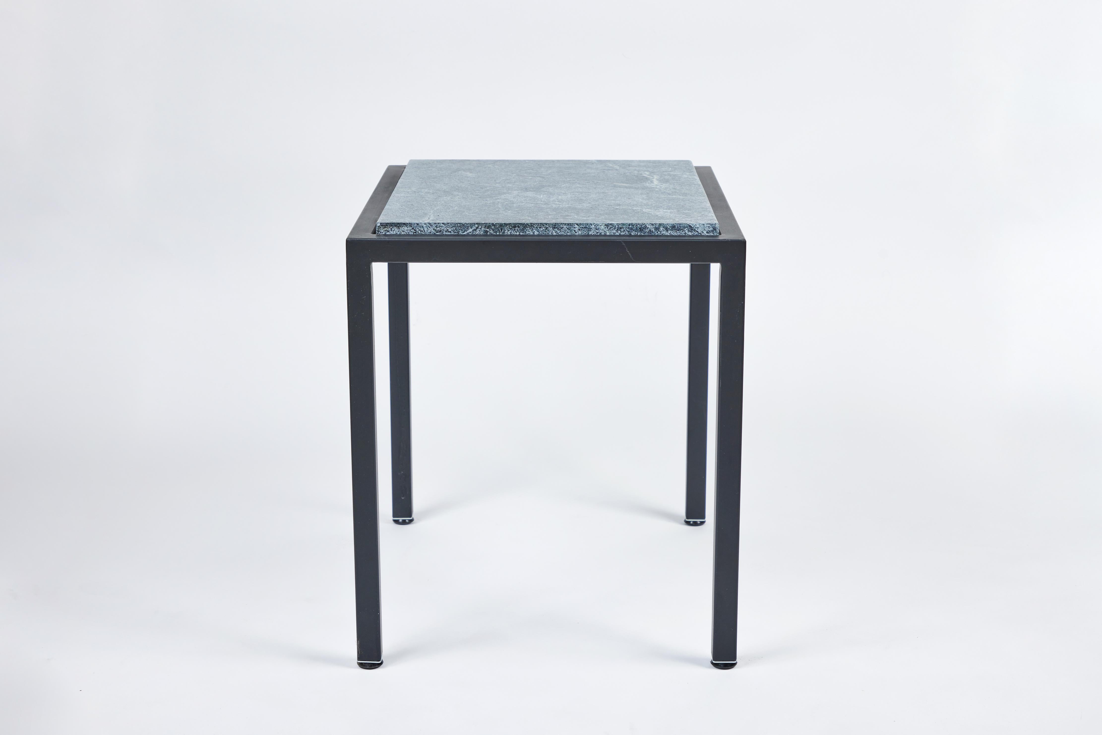 Custom Made Iron Side Table with New Soapstone Top A 1
