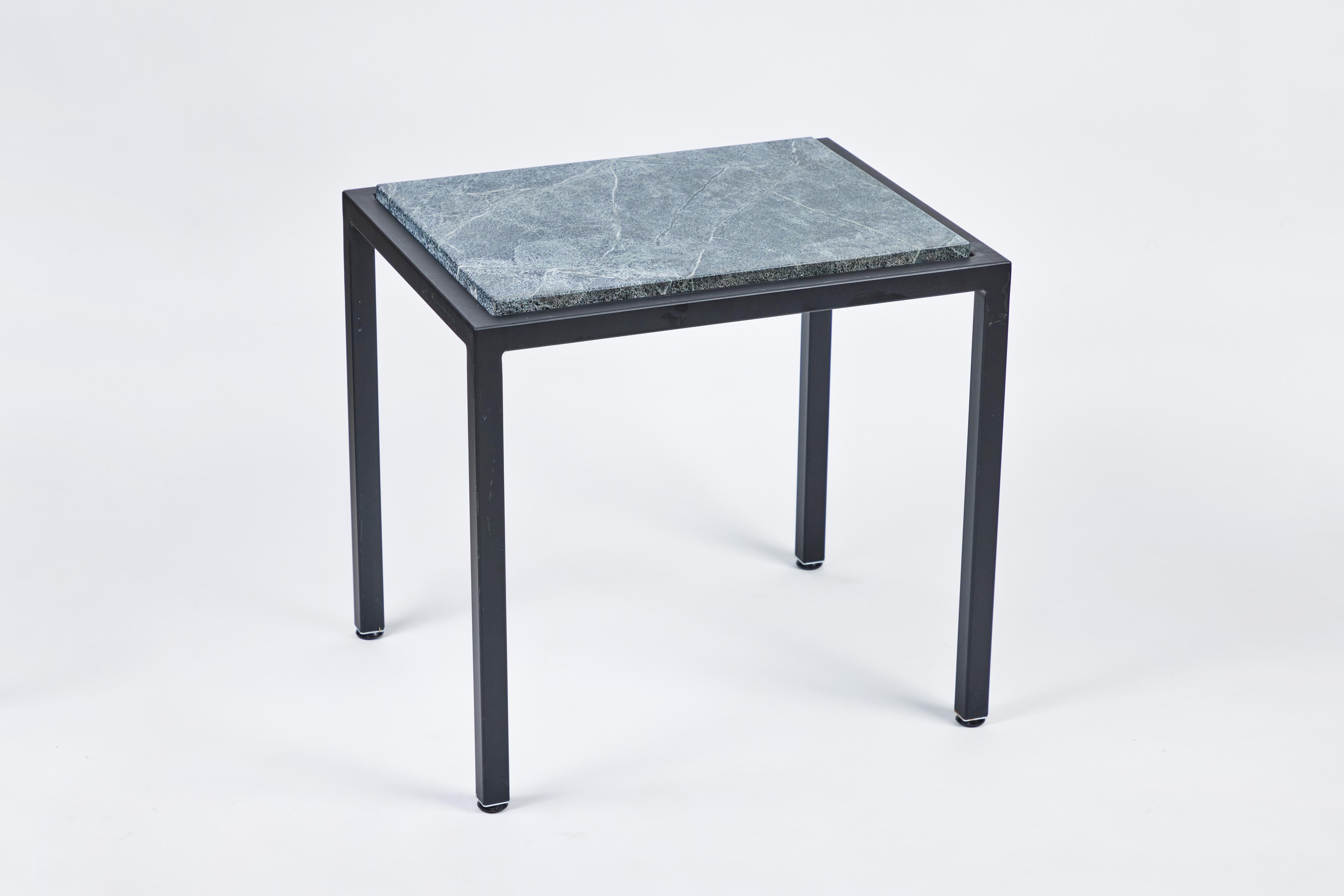 Custom Made Iron Side Table with New Soapstone Top B For Sale 1