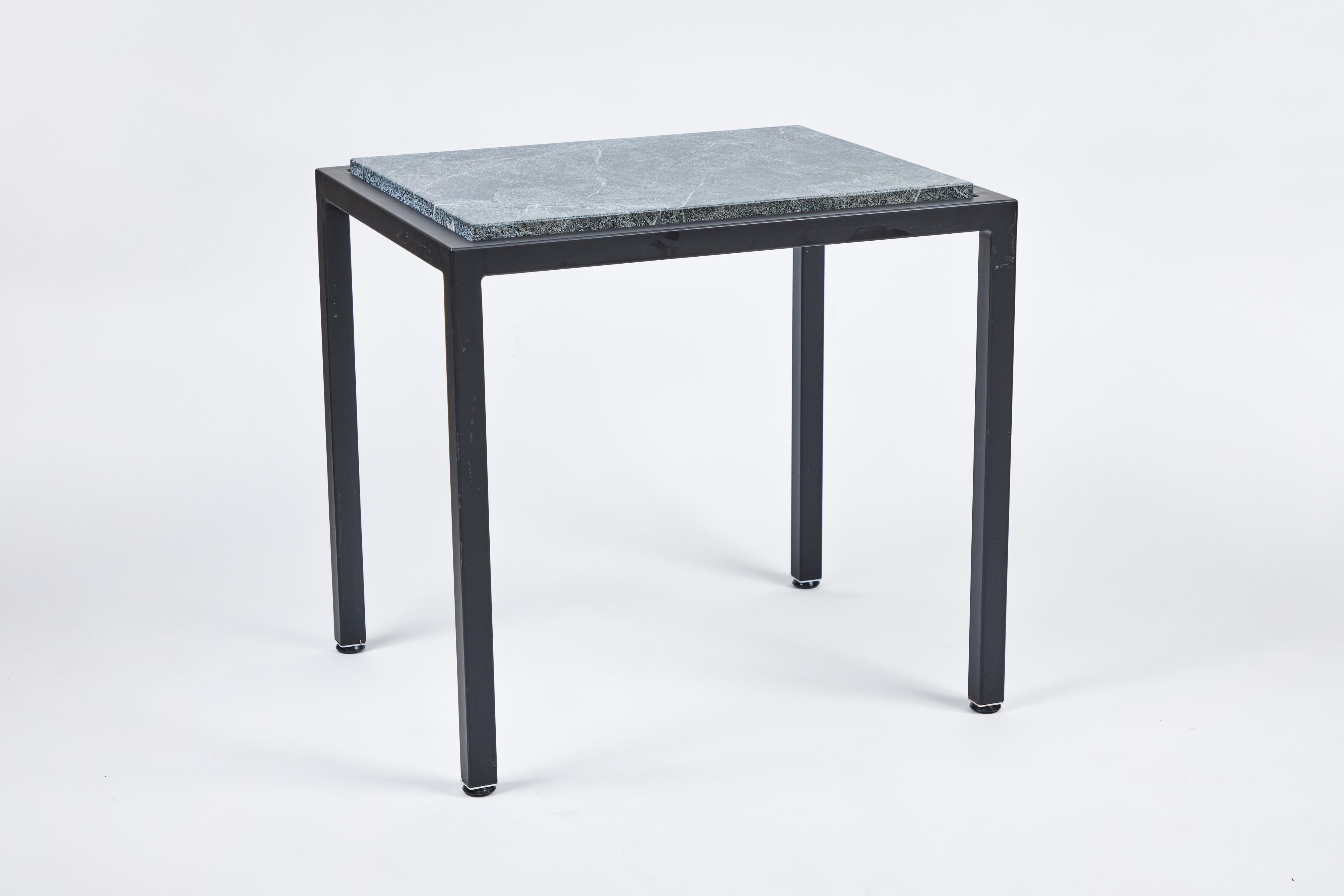 Custom Made Iron Side Table with New Soapstone Top B For Sale 2