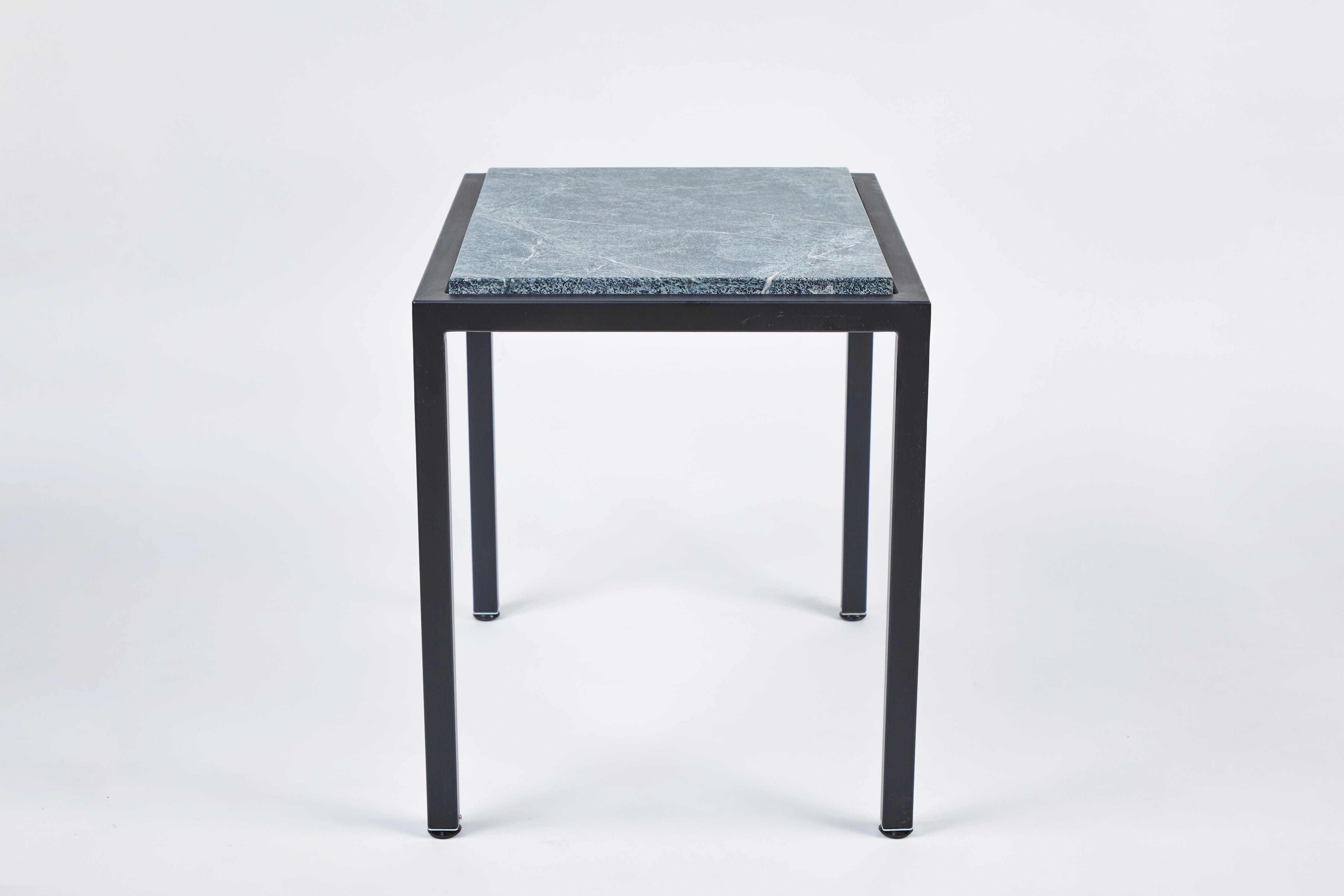 Custom Made Iron Side Table with New Soapstone Top B For Sale 4