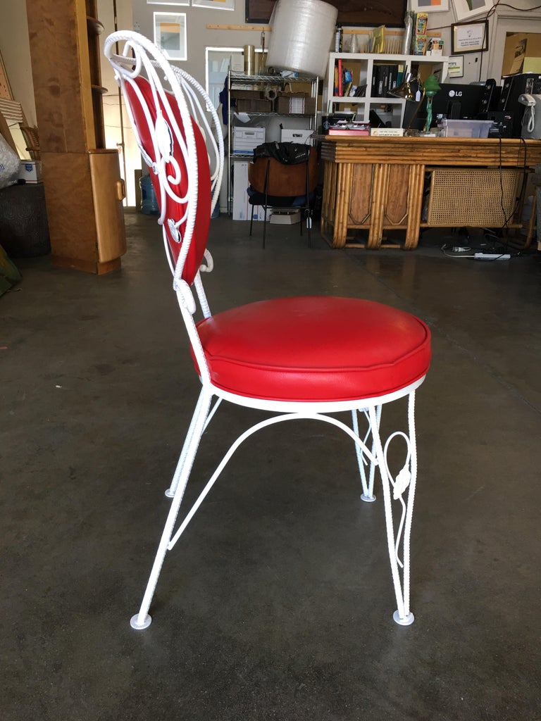 Custom Made Iron and Steel Rebar Heart Patio Lounge Chair, Set of Four