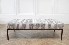 Custom Made Iron Upholstered Cocktail Table Bench Ottoman