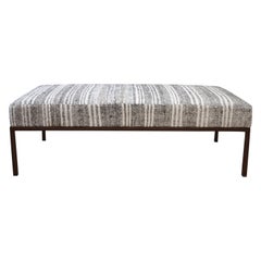 Custom Made Iron Upholstered Cocktail Table Bench Ottoman