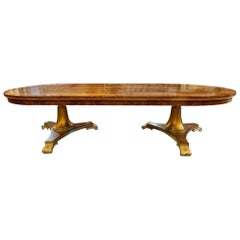 Custom Made Italian Inlaid Walnut Pedestal Table