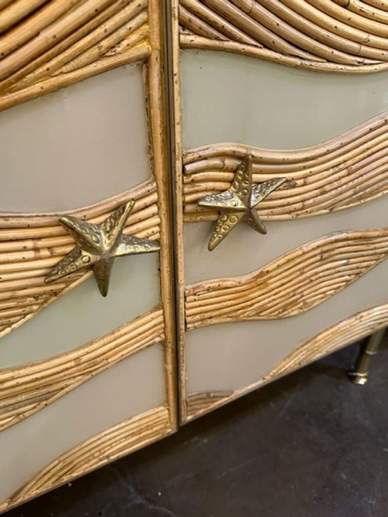 Brass Custom Made Italian Murano Glass Cabinet For Sale