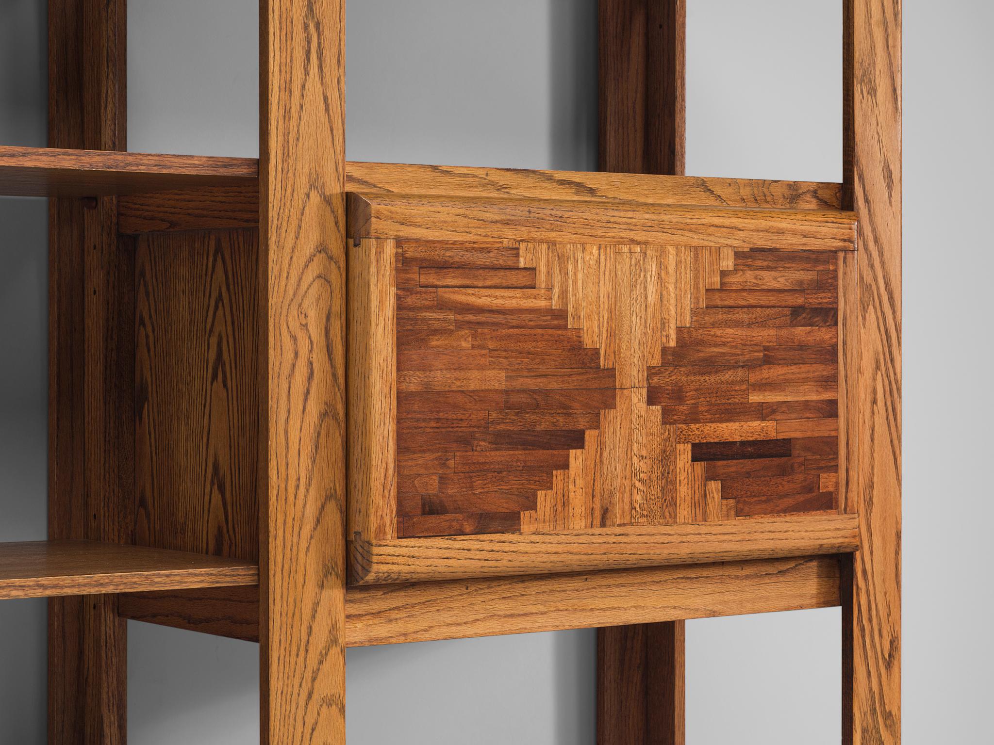 Mid-Century Modern Custom-Made Italian Shelf in Oak