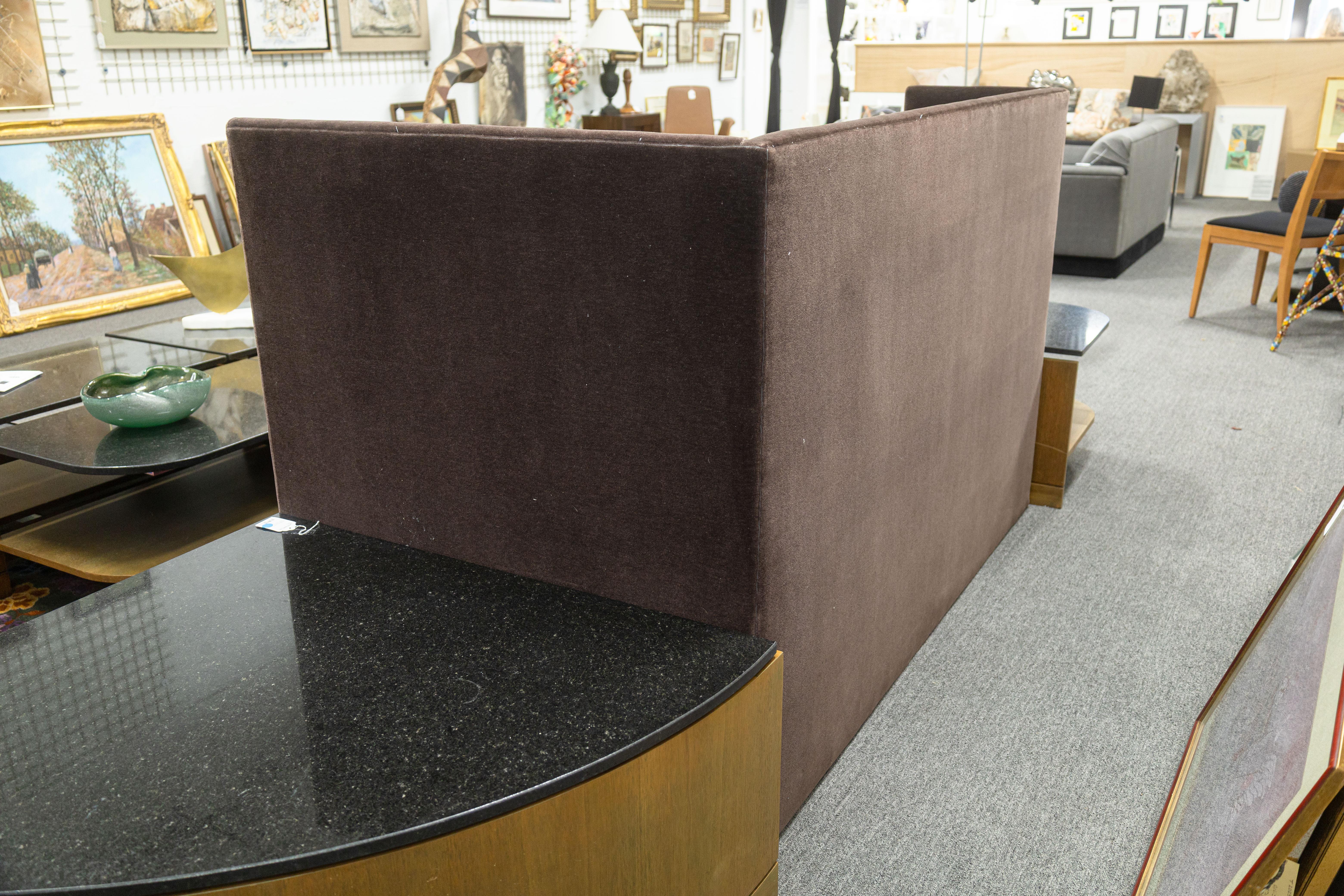 20th Century Custom Made John Saladino Brown Mohair Sofa with Jack Lenor Larsen Fabric Pillo For Sale