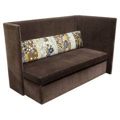 Custom Made John Saladino Brown Mohair Sofa with Jack Lenor Larsen Fabric Pillo