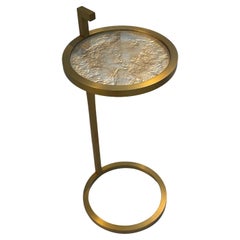 Custom Made Kangaroo Martini Table Antique Brass Tint Cut Glass Surface