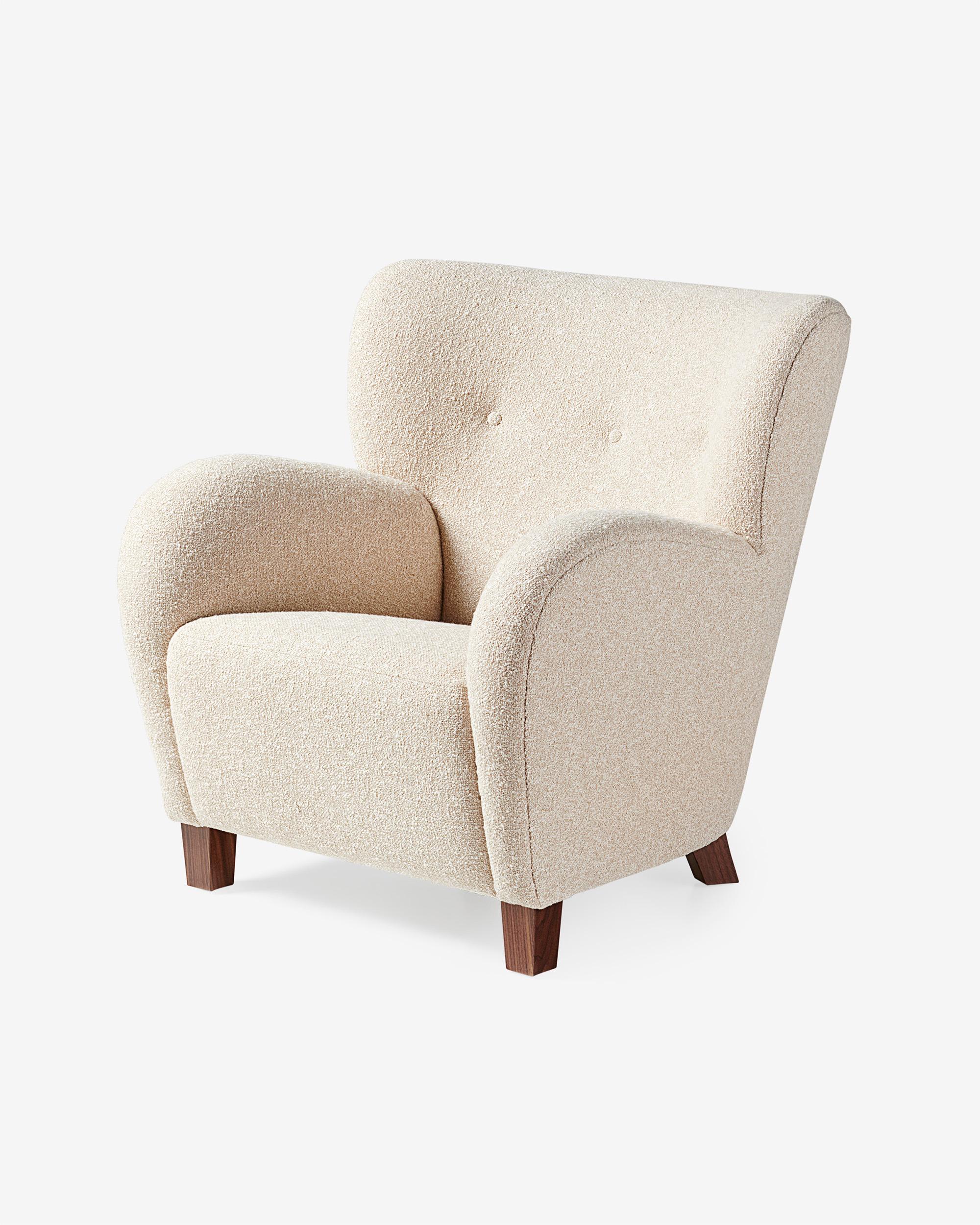 Scandinavian Modern Custom Made Karu Armchair by Dagmar in Sahco Fabric For Sale