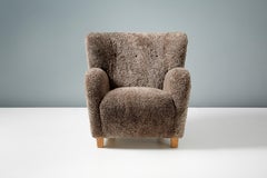 Custom Made Karu Sheepskin Lounge Chairs and Ottoman for Rhea Breck 50%
