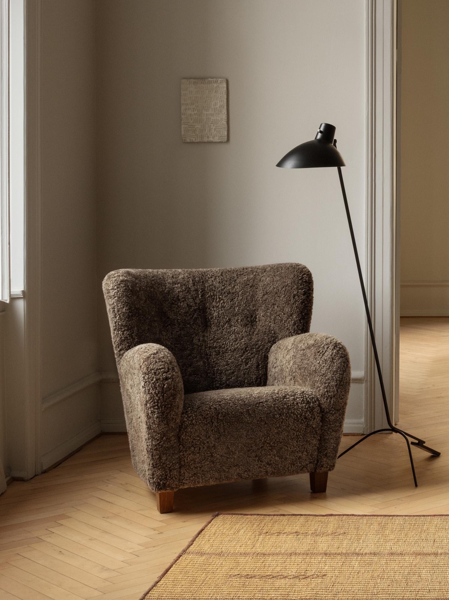 Scandinavian Modern Custom Made Karu Sheepskin Lounge Chairs For Sale