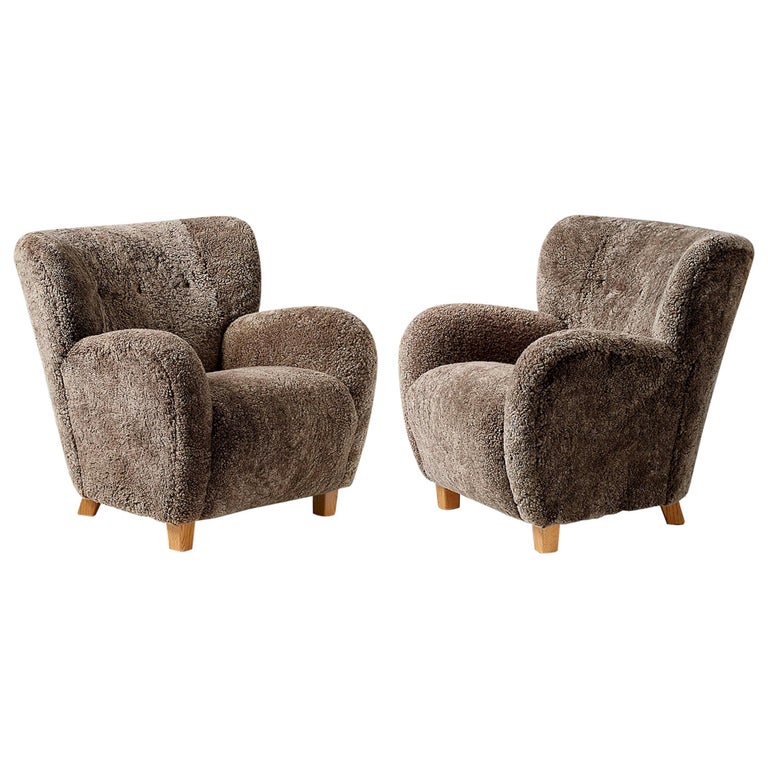 Custom Made Karu Sheepskin Lounge Chairs For Sale