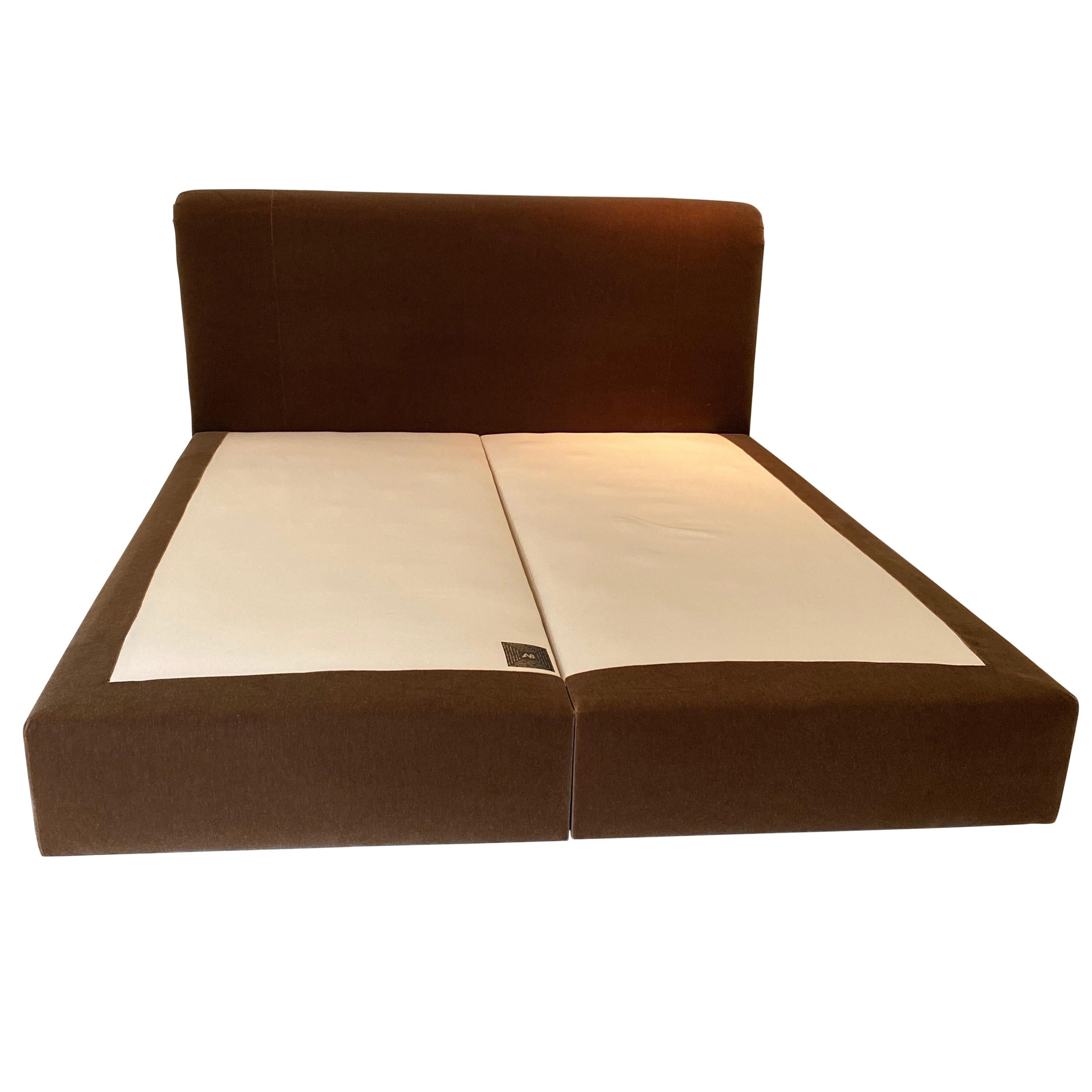 Custom Made King Size Avery Boardman Mohair Upholstered Bed Frame