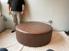 Custom Made Large Round Brown Ottoman
