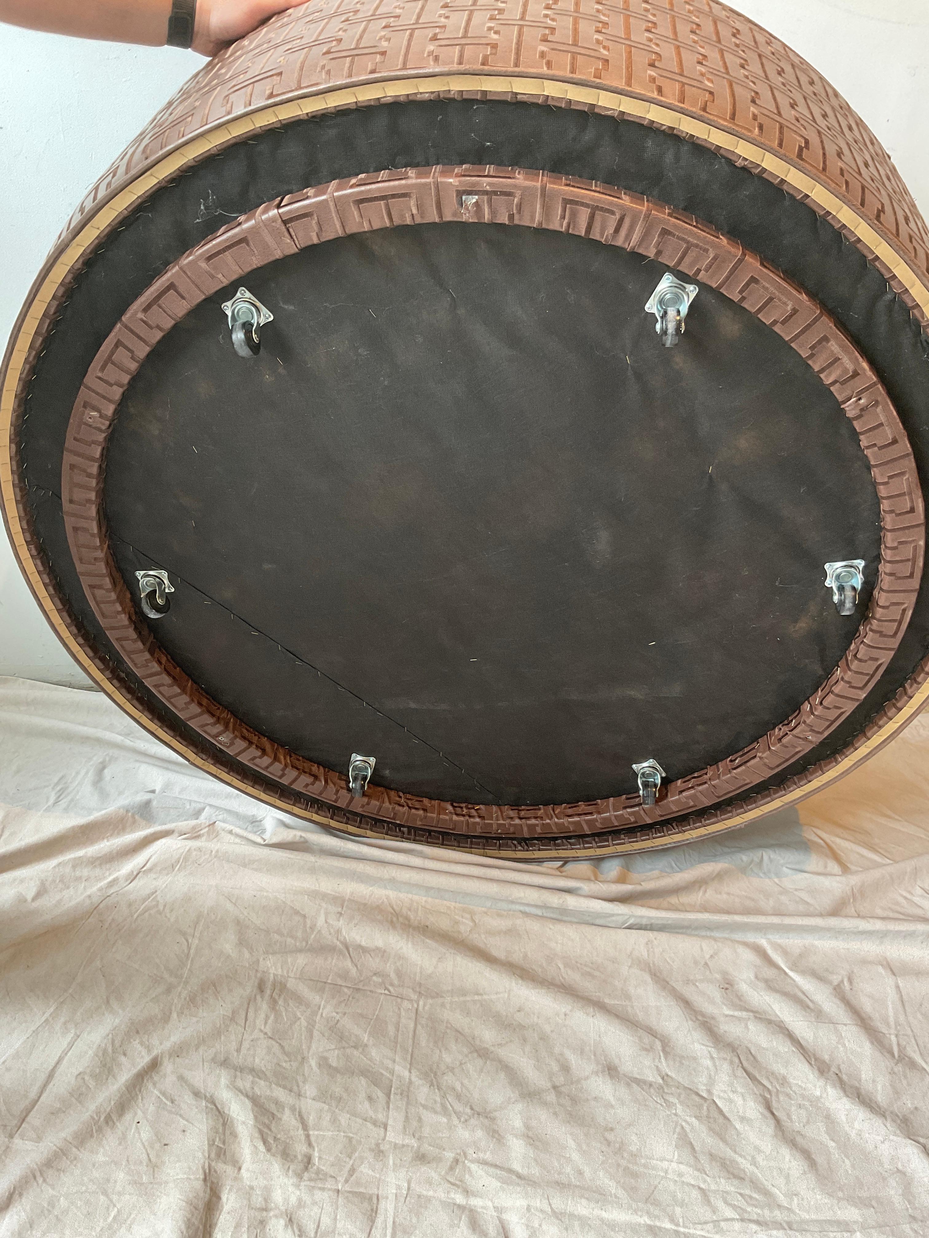 Custom Made Large Round Brown Ottoman For Sale 4