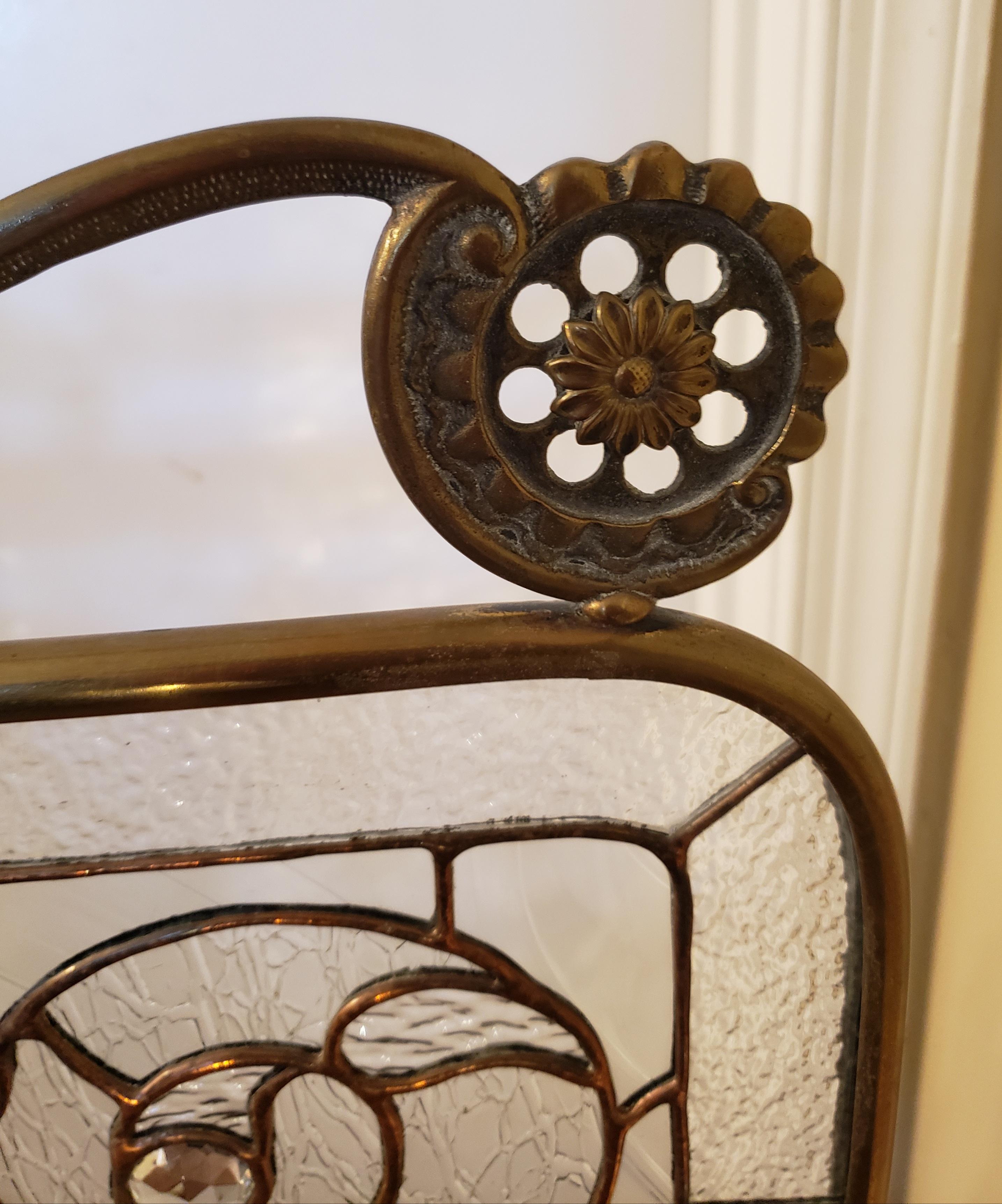 vintage stained glass fireplace screen