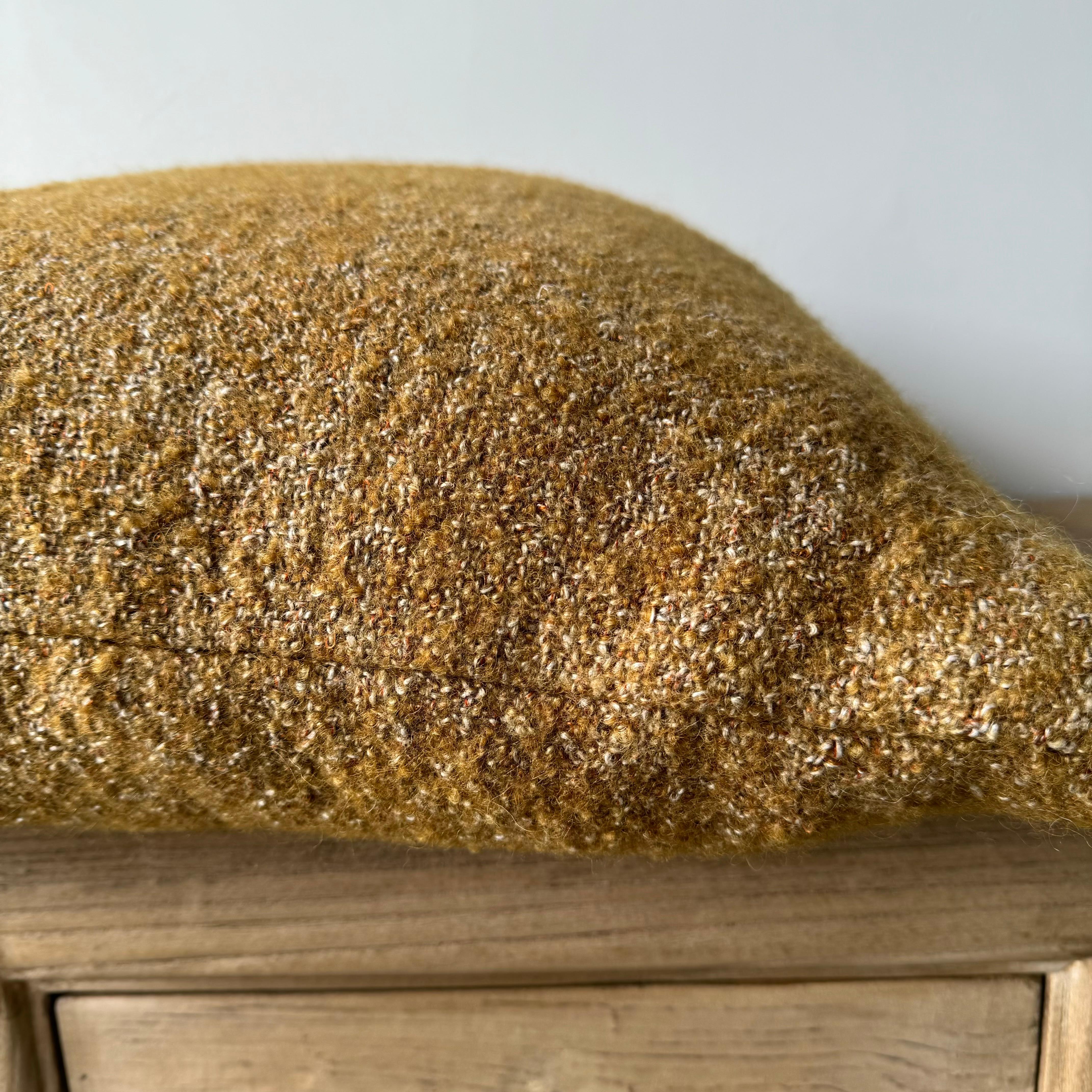 Custom Made Linen and Wool Blend Pillow with Down Feather Insert For Sale 2