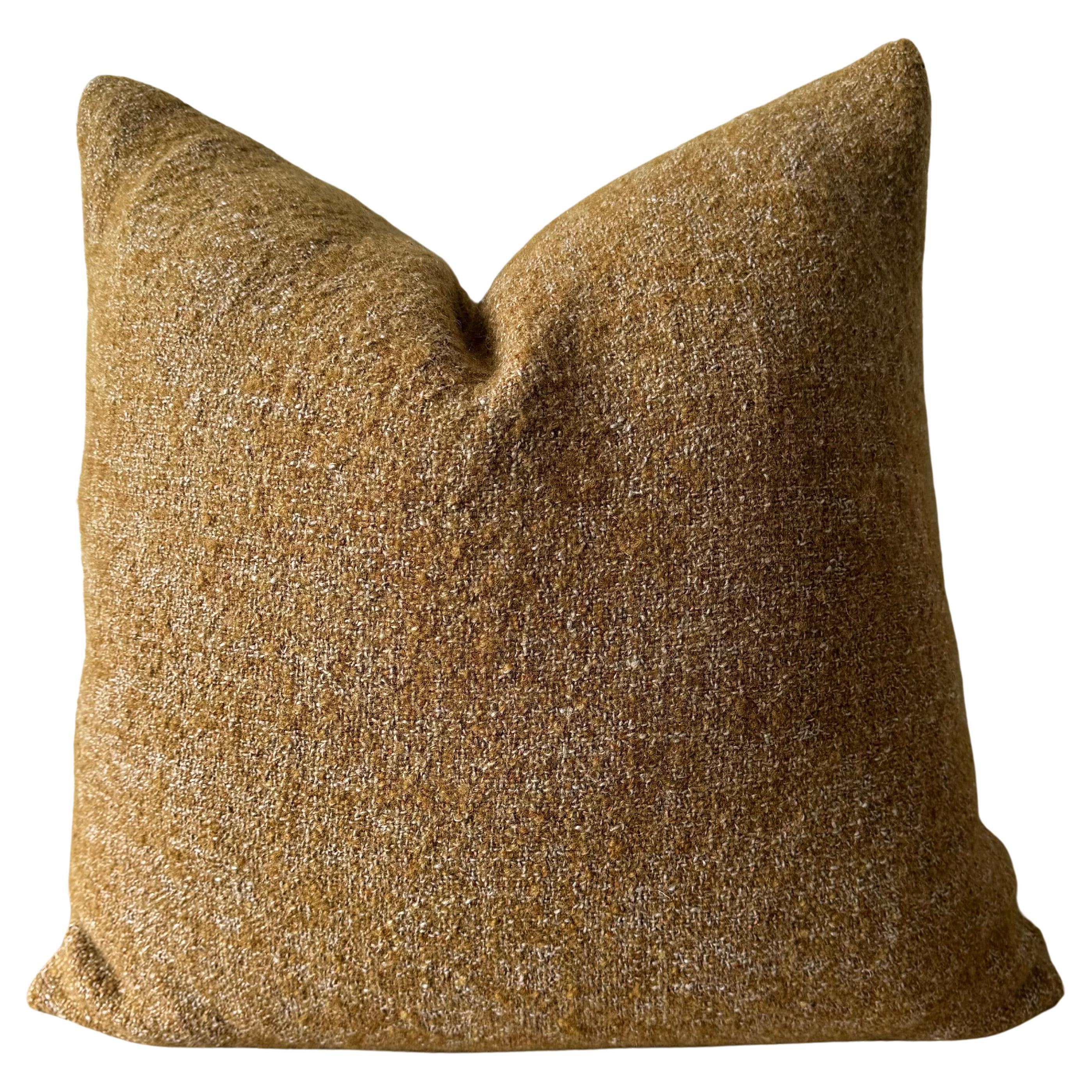 Custom Made Linen and Wool Blend Pillow with Down Feather Insert