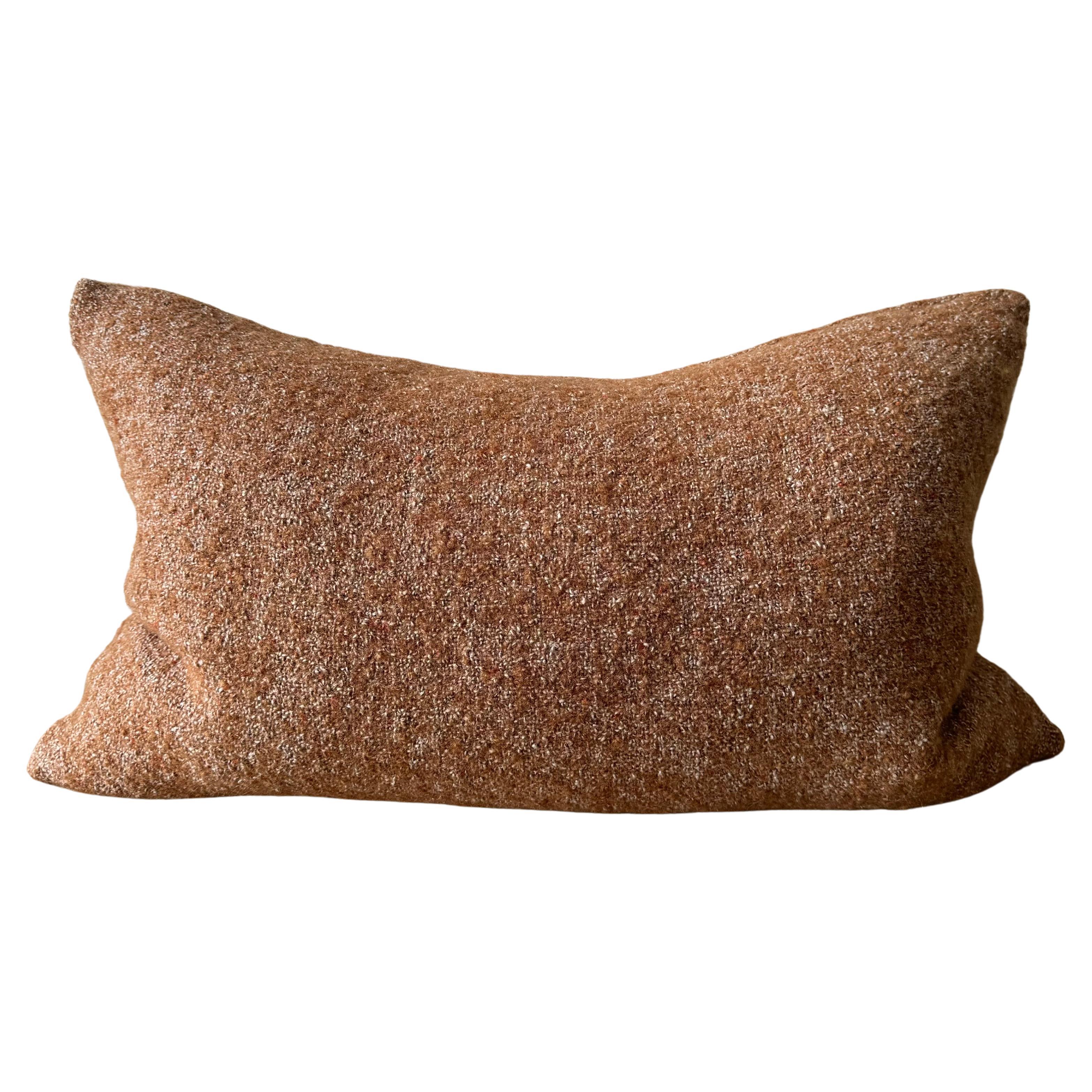 Custom Made Linen and Wool Blend Pillow with Down Feather Insert For Sale