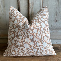 Custom Made Linen Block Printed Pillow with Down Insert