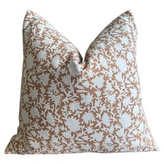 Custom Made Linen Block Printed Pillow with Down Insert