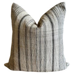 Custom Made Linen Stripe Pillows in Oatmeal with Chocolate Stripes