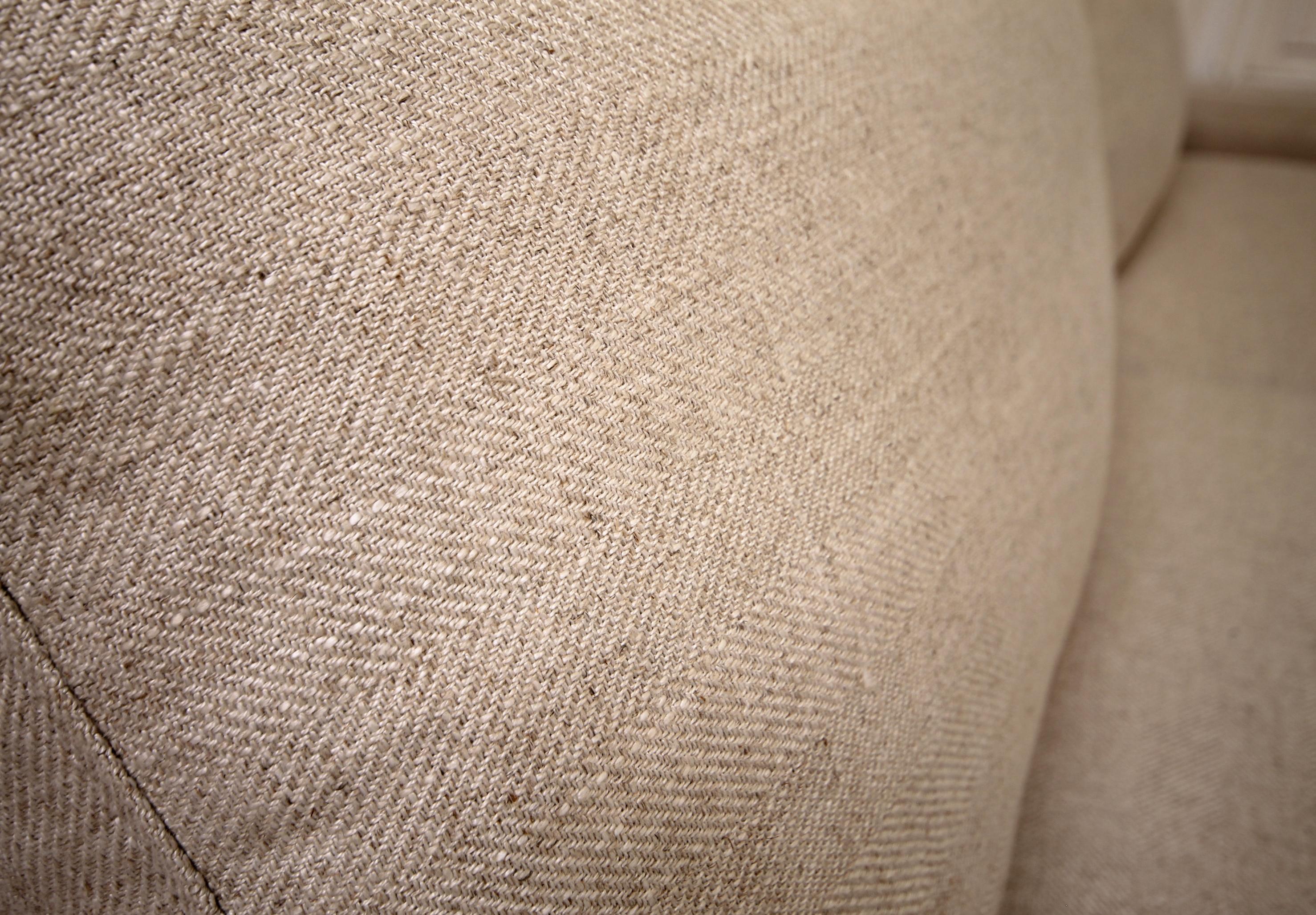 Custom Made Linen Upholstered Down Filled Sofa with Modern Square Arm 1