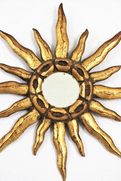 Custom Made Listing for N: Spanish Giltwood Mini Sunburst Mirror