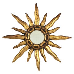 Custom Made Listing for N: Spanish Giltwood Mini Sunburst Mirror