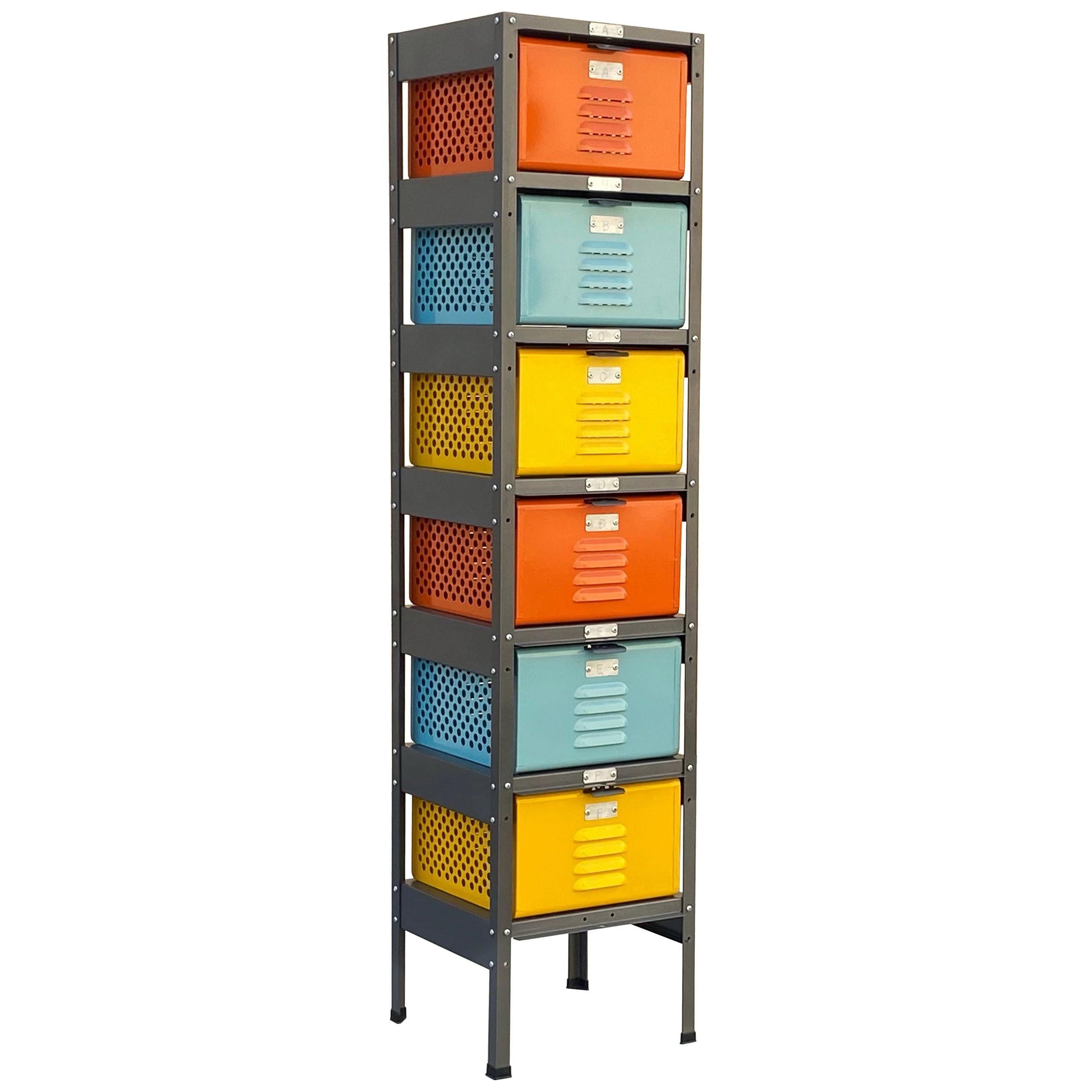 Custom Made Locker Basket Unit with Multicolored Baskets For Sale