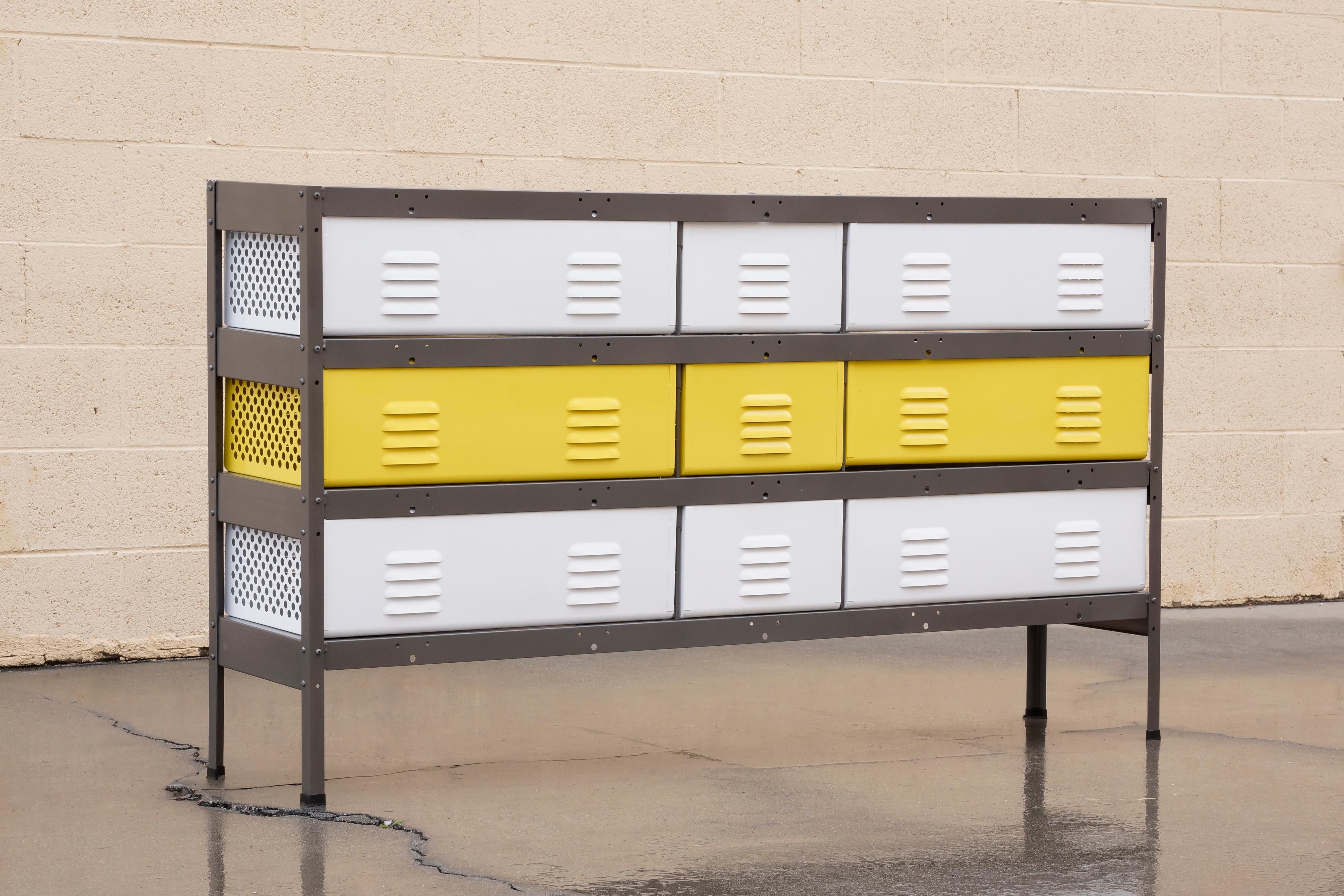 Custom Made Locker Basket Unit with Specialty Double-Wide Baskets In Excellent Condition For Sale In Alhambra, CA