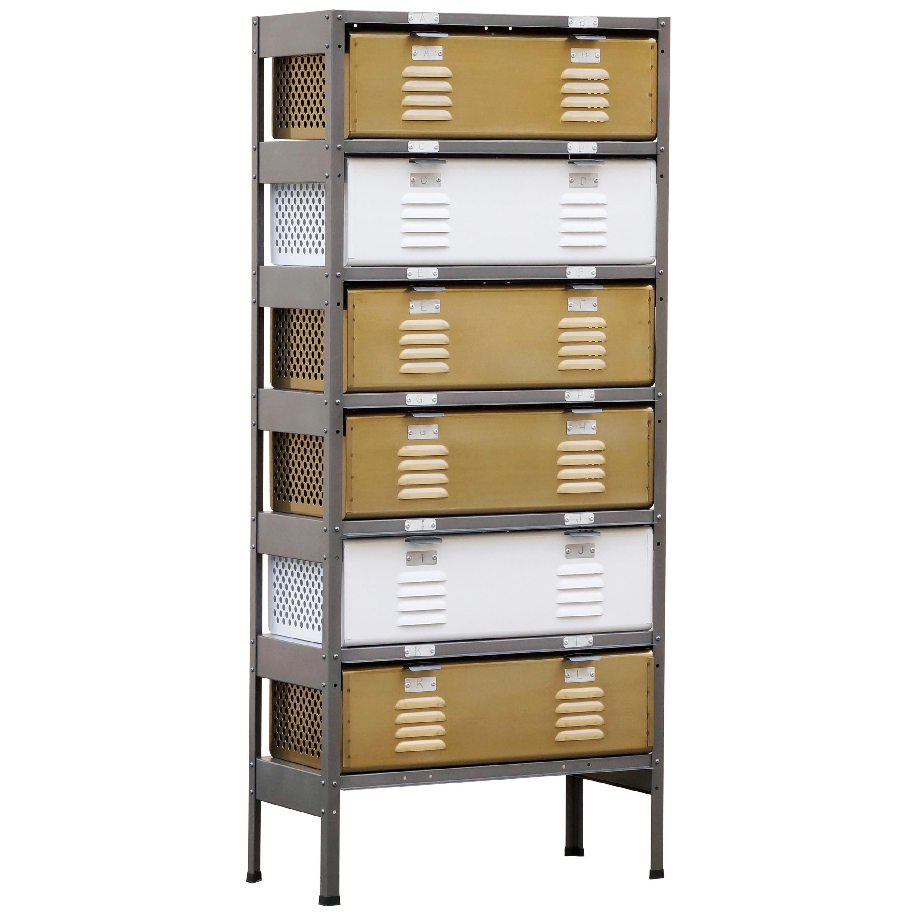 Custom Made Locker Basket Unit with Specialty Double-Wide Baskets For Sale